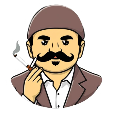El Chapo drug lord with mustache smoking marijuana sticker