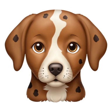 photorealistic brown Labrador retriever with spotted calico pattern, detailed fur texture, lifelike eyes sticker