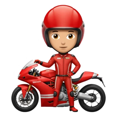 biker with red ducati helmet and red ducati suit sticker