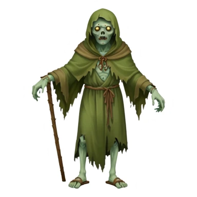 fullbody zombie leper with ancient sandals and ragged cloak sticker