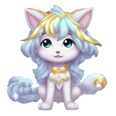 Cute Kawaii Chibi Anthro Sona Colorful Ethereal Pretty see Godly Celestial Shiny Fakemon Full Body sticker