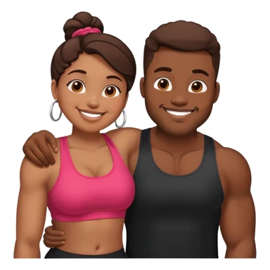 Black gym bro with a brown chubby woman in love sticker