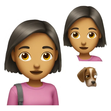 Girl looking in a mirror with a dog behind her sticker