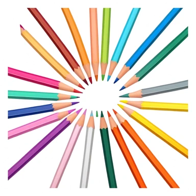 Cinematic Realistic image of a set of finely sharpened colouring pencils arranged neatly on crisp paper, rendered with vibrant hues and detailed pencil textures, illuminated by soft, creative lighting that captures the spirit of artistic expression sticker