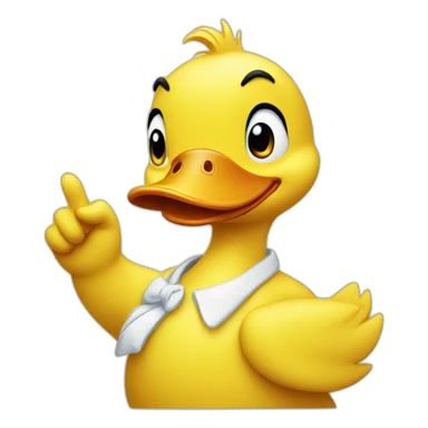 Yellow Duck with finger pointing at me  sticker