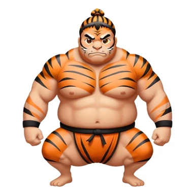 Tiger sumo wrestler with topknot sticker
