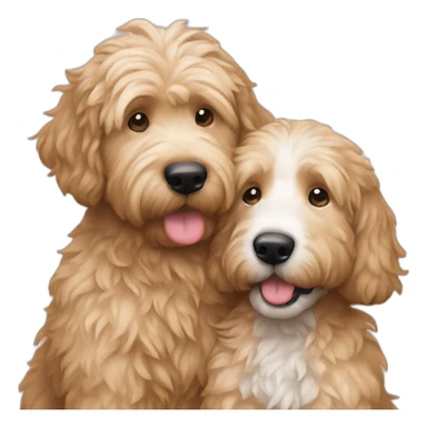 Man and woman cuddling a goldendoodle sticker