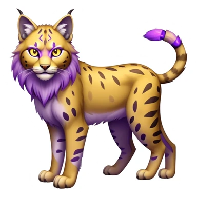 Yellow and purple Electric-type Bobcat-Lynx-Lion-Fakémon full body sticker