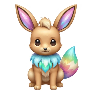 Kawaii Shiny Colorful Pastel Iridescent Glittery Eevee Full Body sticker