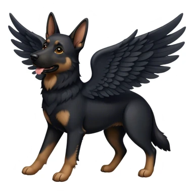 black german shepherd with wings sticker