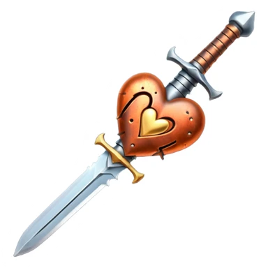 Dik şekilde kalbin içinden geçen Kılıç sticker