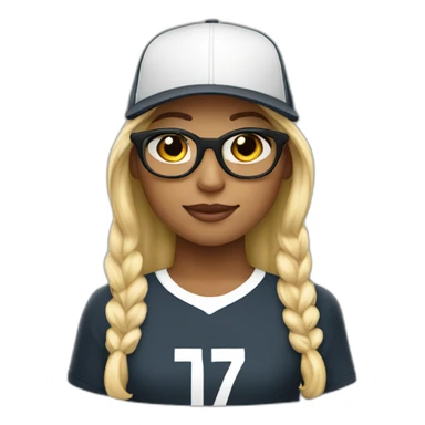 Emoji Girl with CR7 Cap with Blond hear short with Glases sticker