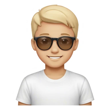 smiling boy in white shirt with sunglasses sticker