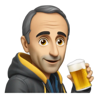 Eric Zemmour en train de boire une biere sticker