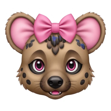 hyena with a pink bow, big sweet eyes sticker