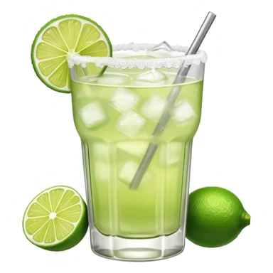 Margarita – glass with salted rim, lime wedge, ice sticker