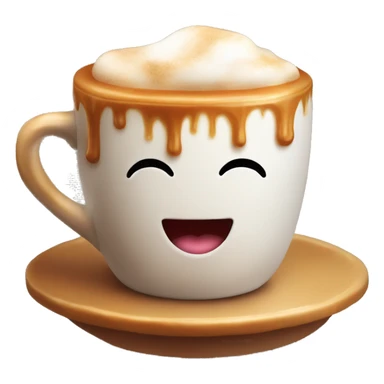 Cup of caramel coffe with marshmellow sticker