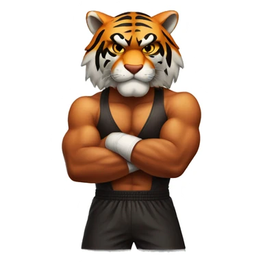 Tiger with evil face   boxer with his arms crossed sticker