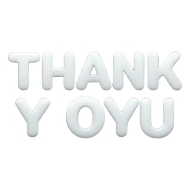 Discord custom emoji, 1:1.
Pop rounded font text "Thank You".
Single color, flat design.
Only simple circles around it.
No hearts, no stars, no sparkles.
High contrast, readable at small size.
 sticker