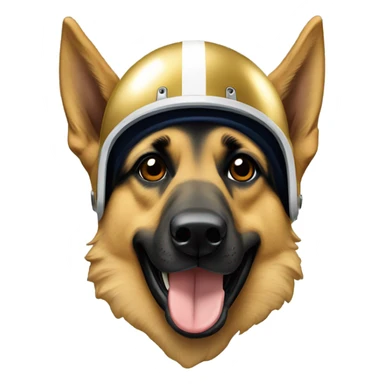 German shepherd wearing a notre dame football helmet  sticker