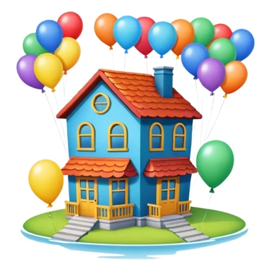 house with balloons on top sticker