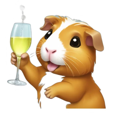 a guinea pig trinking sparkling wine sticker