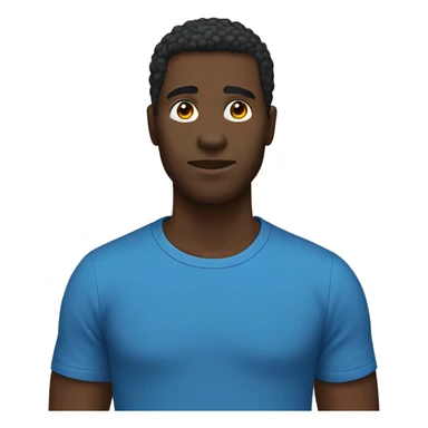 a black man he got blue t shirt and its have a owl in his right shoulder sticker