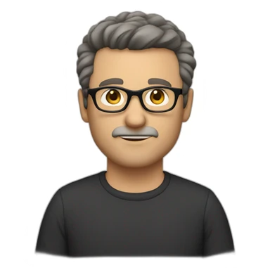 middle age lean white man, black short hair, black glasses, dark brown eyes, no facial hair sticker