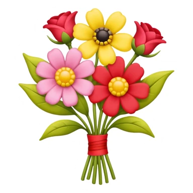 Two flowers one pink and one red in yellow bouquet with red band  sticker