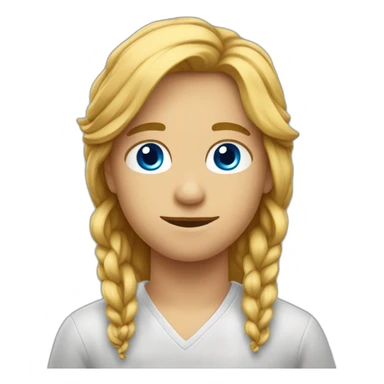 Un garçon aux cheveux châtains assez longs avec les yeux bleus qui rigole sticker