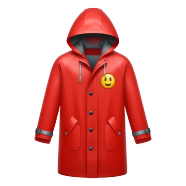 red raincoat, just rain coat, negative: object. sticker