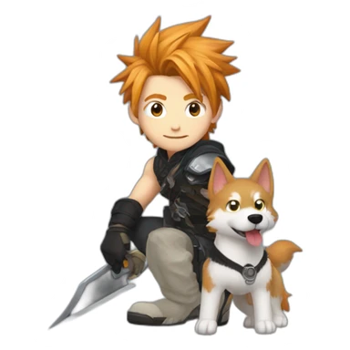 ginger cloud strife. With black husky dog pet sticker