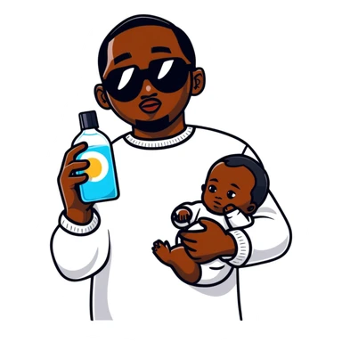 P Diddy holding baby oil sticker