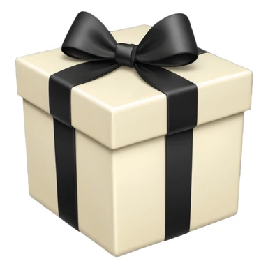square ivory gift box present with a black bow sticker