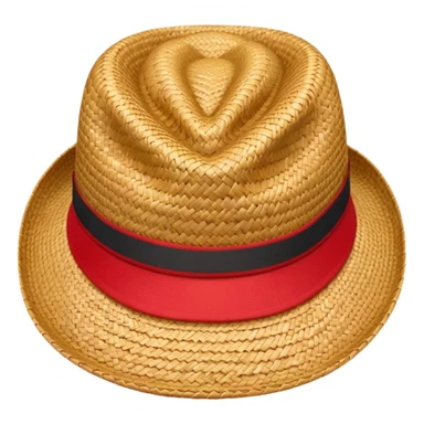 Chapeau de paille avec bande rouge sticker