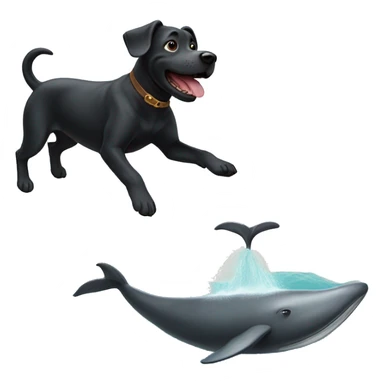 Black dog riding whale  sticker