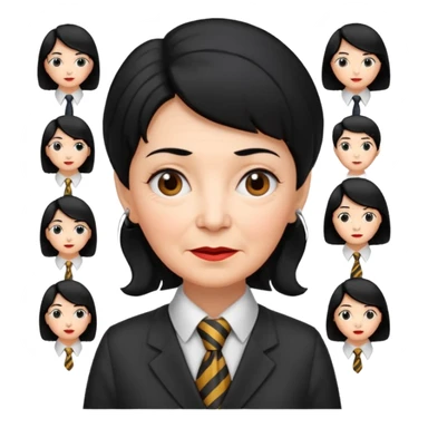 old woman with Necktie. different hair styles, black hair. sticker