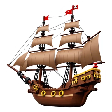 Pirate Ship (Toy) - Lego Pirate Ship (Model Year: 2021) (Iconic colour: Brown with red sails) sticker