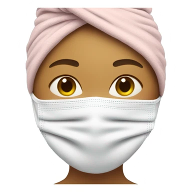 Woman with towel on head and face mask on  sticker