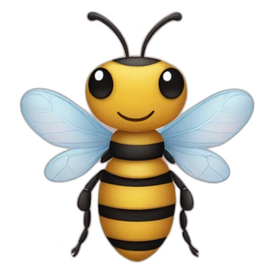 Create an emoji of two bees in love aroynd a mini-bee newborn sticker