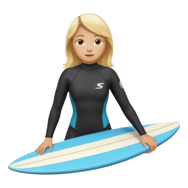 blonde haired white skinned surfer girl with surfboard  sticker