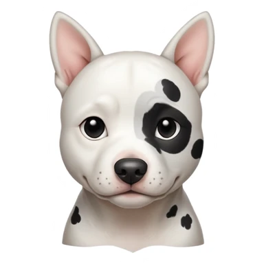White pitbull Australian cattle dog mix with black spot on her butt and subtle black spots  sticker