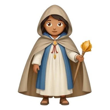 pilgrim woman walking with the Camino de Santiago shell behind her sticker