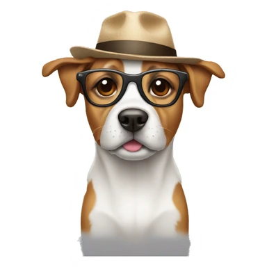 A dog with a hat and glasses sticker