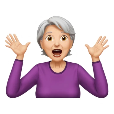 Older Woman jumping screaming and word “fraud” in a bubble sticker