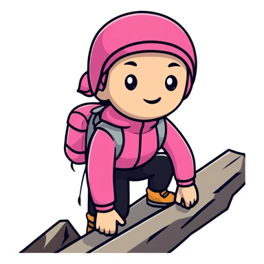 female mountain climber wearing pink clothes sticker