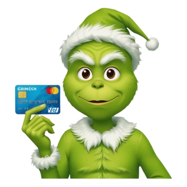 Grinch holding credit card  sticker