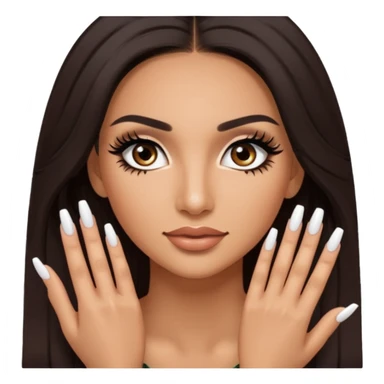 Baddie Latina emoji with fake lashes and white nails sticker
