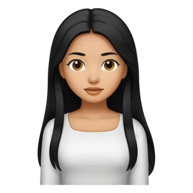 A caramel skin girl with long black hair and a square neckline shirt sticker