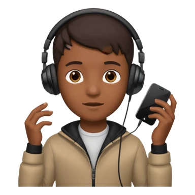 a boy with headphone in his hand sticker